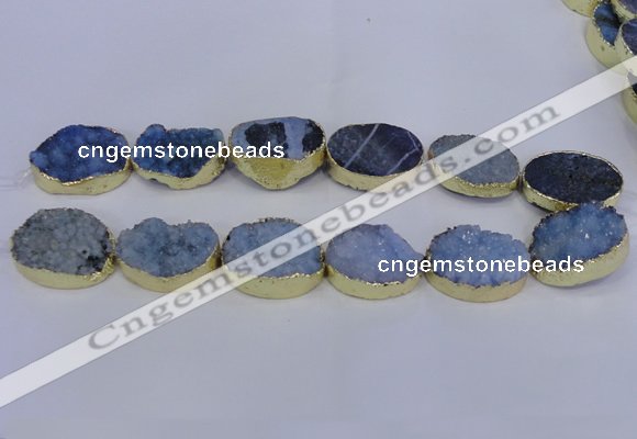 CDQ507 20*30mm - 22*30mm oval druzy quartz beads wholesale