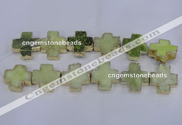 CDQ518 23*24mm - 24*25mm cross druzy quartz beads wholesale