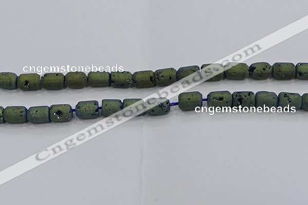 CDQ612 8 inches 6*8mm drum druzy quartz beads wholesale