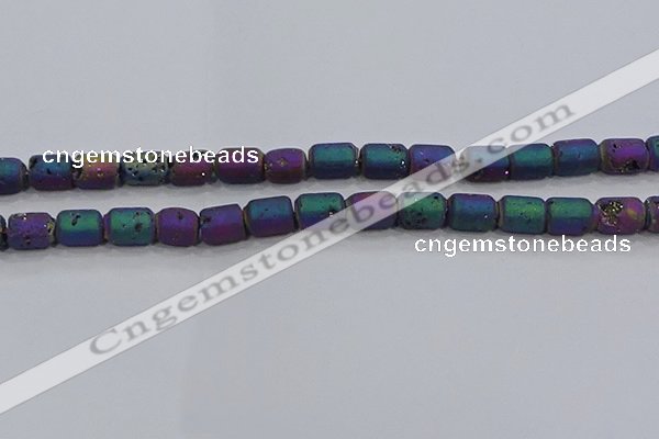 CDQ614 8 inches 6*8mm drum druzy quartz beads wholesale