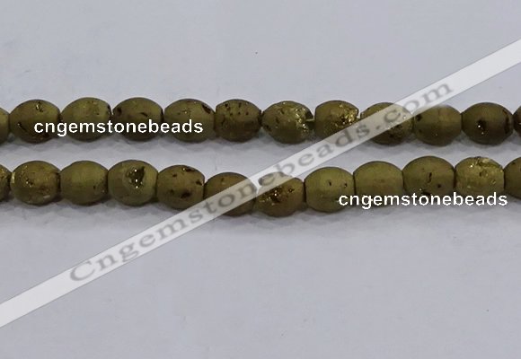 CDQ621 8 inches 10*12mm rice druzy quartz beads wholesale