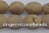 CDQ622 8 inches 10*12mm rice druzy quartz beads wholesale