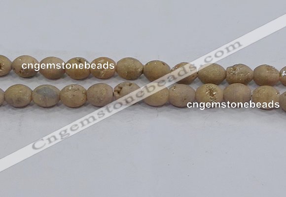 CDQ622 8 inches 10*12mm rice druzy quartz beads wholesale