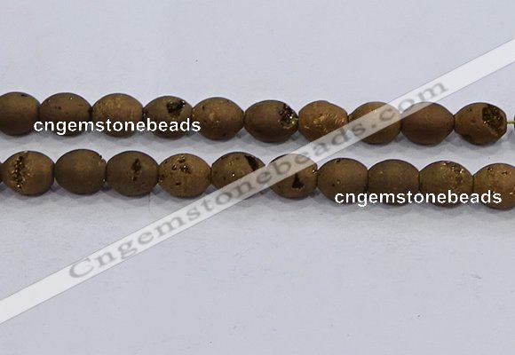 CDQ623 8 inches 10*12mm rice druzy quartz beads wholesale