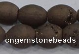 CDQ624 8 inches 10*12mm rice druzy quartz beads wholesale