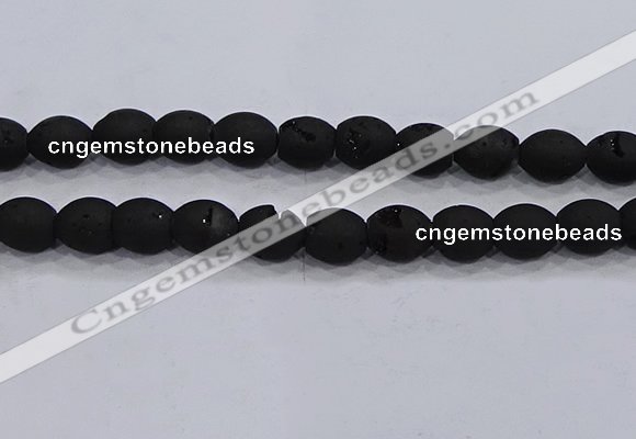 CDQ629 8 inches 10*12mm rice druzy quartz beads wholesale