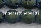 CDQ640 8 inches 12*14mm rice druzy quartz beads wholesale