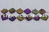 CDQ665 8 inches 25*25mm diamond druzy quartz beads wholesale