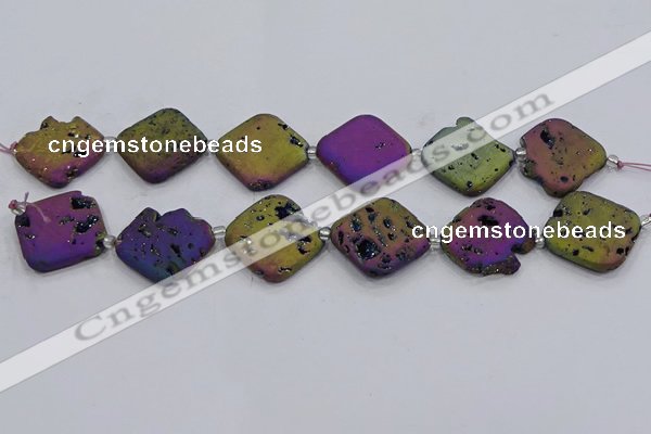 CDQ665 8 inches 25*25mm diamond druzy quartz beads wholesale