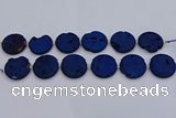 CDQ681 8 inches 30mm flat round druzy quartz beads wholesale