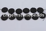 CDQ682 8 inches 30mm flat round druzy quartz beads wholesale