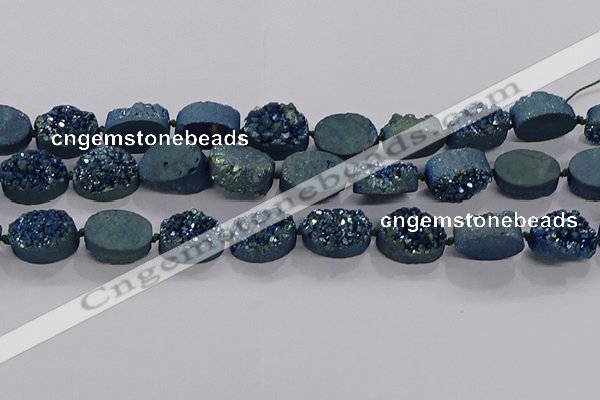 CDQ714 8 inches 13*18mm oval druzy quartz beads wholesale