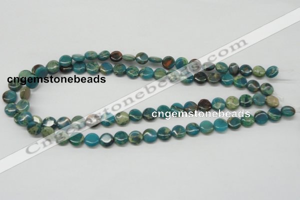 CDS10 16 inches 10mm flat round dyed serpentine jasper beads wholesale