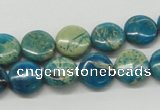 CDS11 16 inches 12mm flat round dyed serpentine jasper beads wholesale