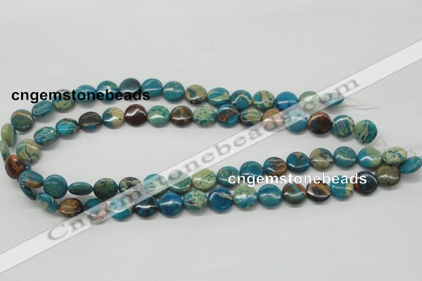 CDS11 16 inches 12mm flat round dyed serpentine jasper beads wholesale