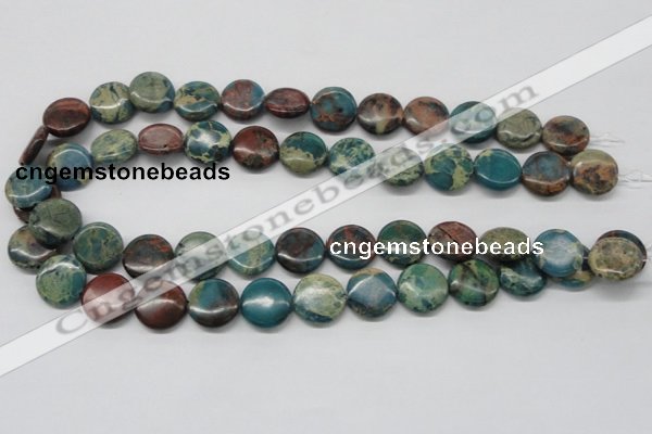 CDS12 16 inches 16mm flat round dyed serpentine jasper beads wholesale