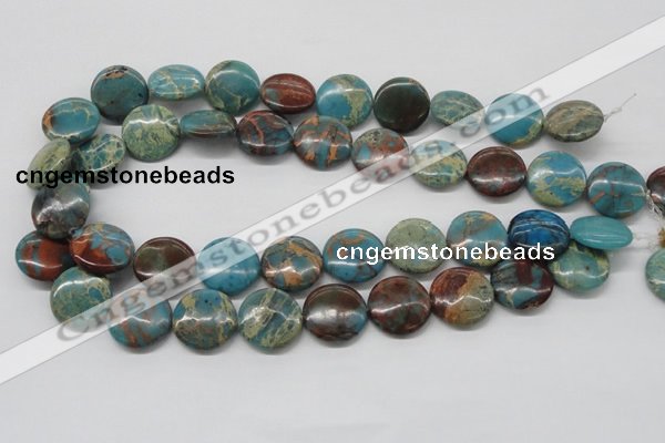 CDS14 16 inches 18mm flat round dyed serpentine jasper beads wholesale