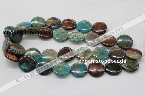 CDS15 16 inches 25mm flat round dyed serpentine jasper beads wholesale