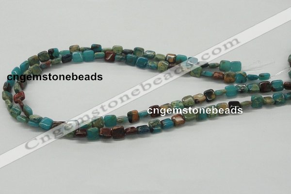 CDS19 16 inches 8*8mm square dyed serpentine jasper beads wholesale