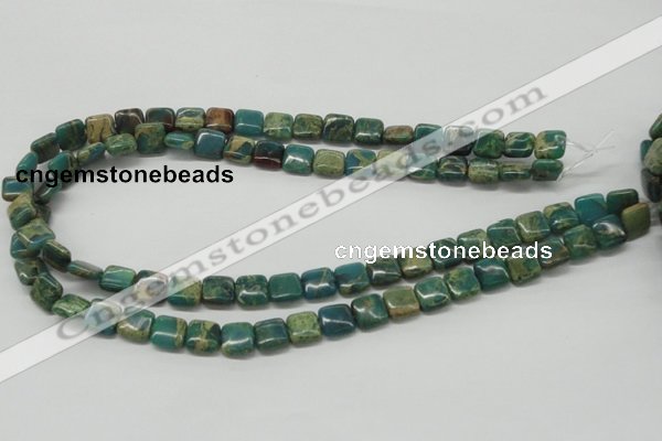 CDS20 16 inches 10*10mm square dyed serpentine jasper beads wholesale