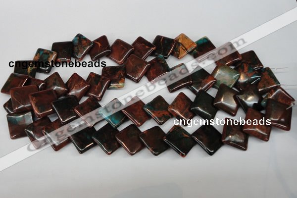 CDS220 15.5 inches 18*18mm diamond dyed serpentine jasper beads