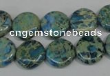 CDS272 15.5 inches 14mm flat round dyed serpentine jasper beads