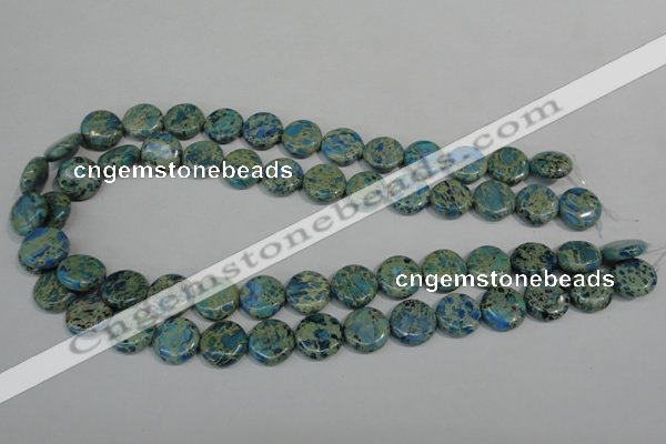 CDS272 15.5 inches 14mm flat round dyed serpentine jasper beads