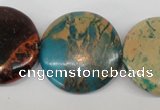 CDS33 15.5 inches 30mm flat round dyed serpentine jasper beads