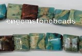 CDS38 12*12mm square double drilled dyed serpentine jasper beads