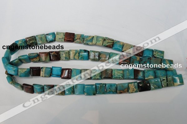 CDS38 12*12mm square double drilled dyed serpentine jasper beads
