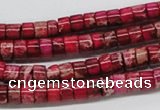 CDT11 15.5 inches 4*6mm cylinder dyed aqua terra jasper beads