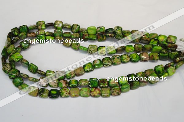 CDT120 15.5 inches 10*10mm square dyed aqua terra jasper beads