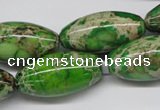 CDT148 15.5 inches 15*30mm rice dyed aqua terra jasper beads