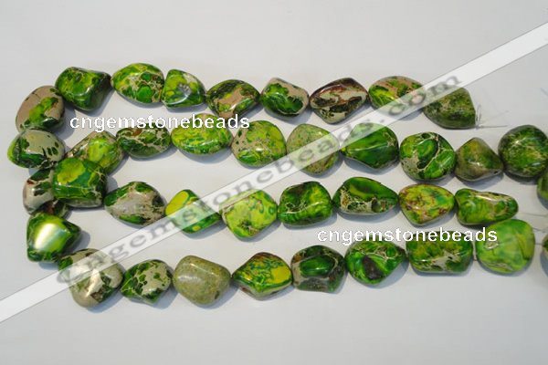 CDT154 15.5 inches 15*20mm nugget dyed aqua terra jasper beads