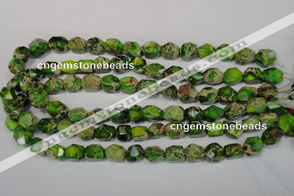 CDT155 15.5 inches 10*12mm faceted nugget dyed aqua terra jasper beads