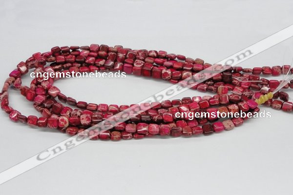CDT19 15.5 inches 8*8mm square dyed aqua terra jasper beads