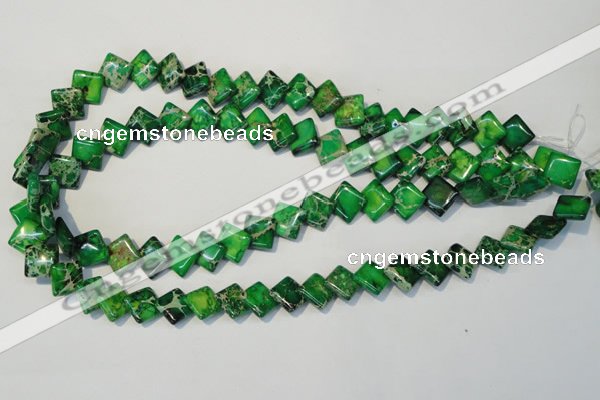 CDT204 15.5 inches 10*10mm diamond dyed aqua terra jasper beads