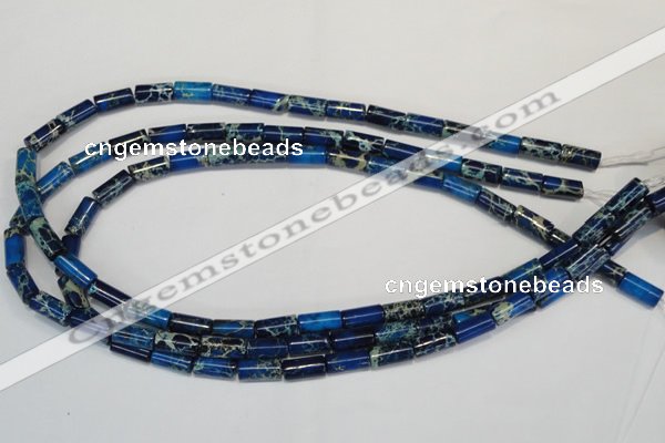 CDT226 15.5 inches 6*12mm tube dyed aqua terra jasper beads