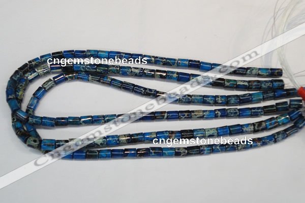 CDT227 15.5 inches 6*8mm tube dyed aqua terra jasper beads