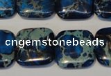 CDT241 15.5 inches 20*20mm square dyed aqua terra jasper beads