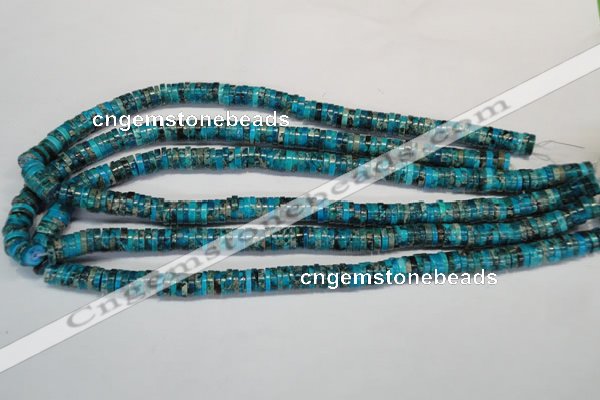 CDT276 15.5 inches 2*8mm heishi dyed aqua terra jasper beads