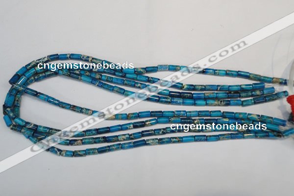 CDT278 15.5 inches 4*8mm tube dyed aqua terra jasper beads