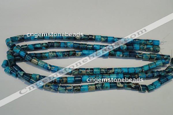 CDT280 15.5 inches 8*8mm tube dyed aqua terra jasper beads