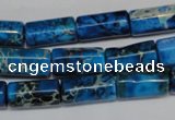 CDT282 15.5 inches 8*17mm tube dyed aqua terra jasper beads