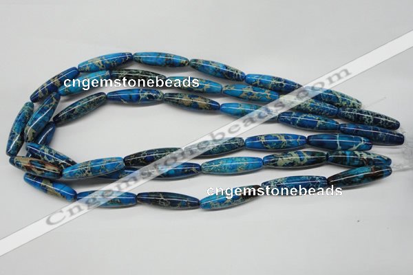 CDT291 15.5 inches 8*30mm rice dyed aqua terra jasper beads