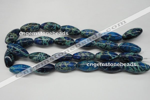 CDT293 15.5 inches 15*30mm rice dyed aqua terra jasper beads