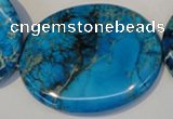 CDT321 15.5 inches 40*50mm oval dyed aqua terra jasper beads