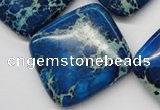 CDT340 15.5 inches 35*35mm diamond dyed aqua terra jasper beads