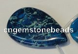 CDT345 Top-drilled 30*50mm flat teardrop dyed aqua terra jasper beads