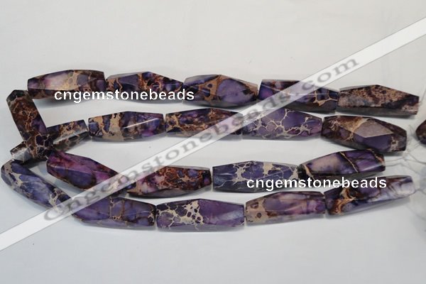 CDT386 15.5 inches 12*40mm faceted rice dyed aqua terra jasper beads